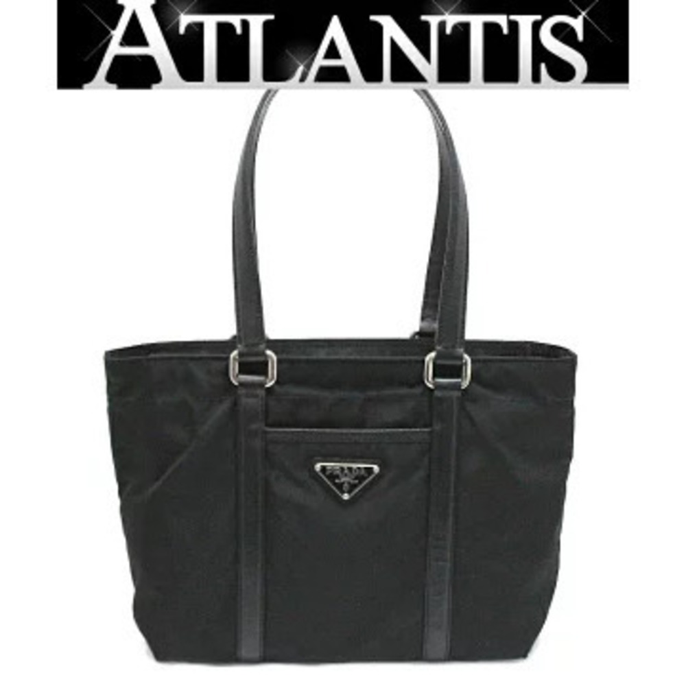 Prada Tote Bag Triangle Logo Black